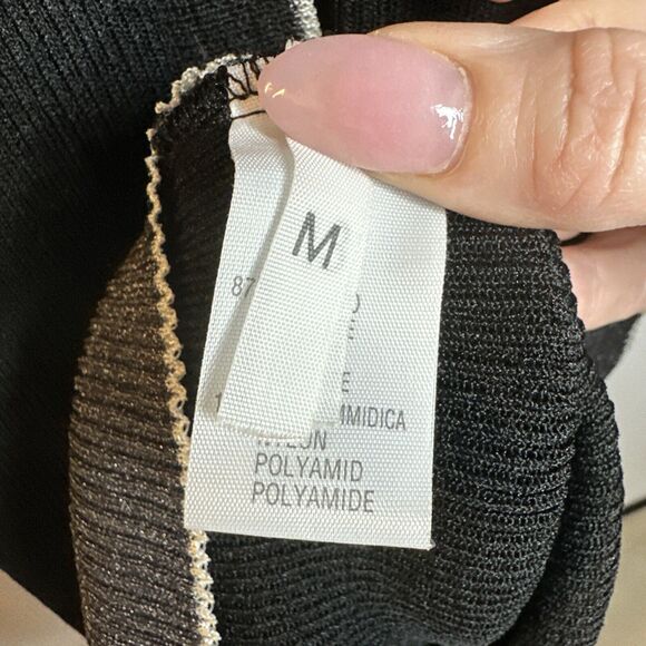 LOVE SEX MONEY Italy VINTAGE 90s Sweater Black Minimalist Stretch Top Sheer M - Picture 10 of 13